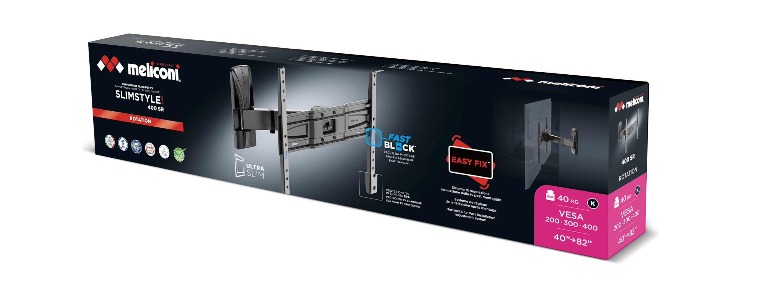 Meliconi Kit 400S + Cable management - Support mural TV - Garantie 3 ans  LDLC